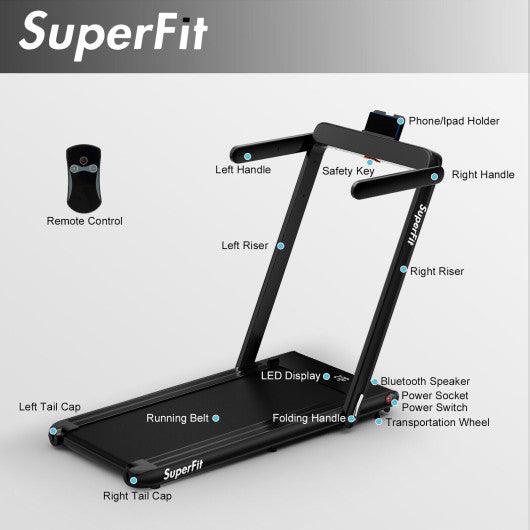 2.25HP 2 in 1 Folding Treadmill with APP Speaker Remote Control-Black at Set Shop and Smile
