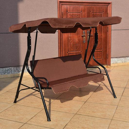3 Seats Patio Canopy Swing-brown at Set Shop and Smile
