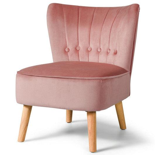 Armless Accent Chair Tufted Velvet Leisure Chair-Pink at Set Shop and Smile