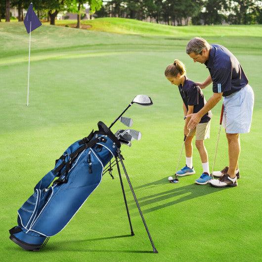 Golf Stand Cart Bag with 4 Way Divider Carry Organizer Pockets-Blue at Set Shop and Smile