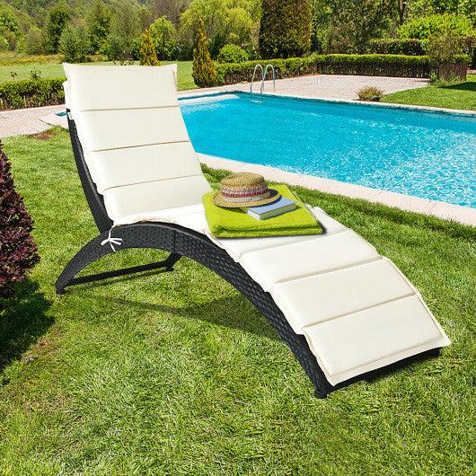 Folding Patio Rattan Lounge Cushioned Portable Chair at Set Shop and Smile