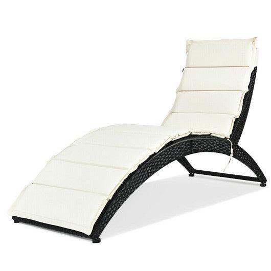 Folding Patio Rattan Lounge Cushioned Portable Chair at Set Shop and Smile