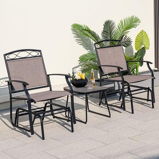 Set of 2 Outdoor Metal Glider Armchairs with Weather-resistant Fabric at Set Shop and Smile