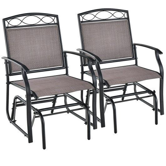Set of 2 Outdoor Metal Glider Armchairs with Weather-resistant Fabric at Set Shop and Smile
