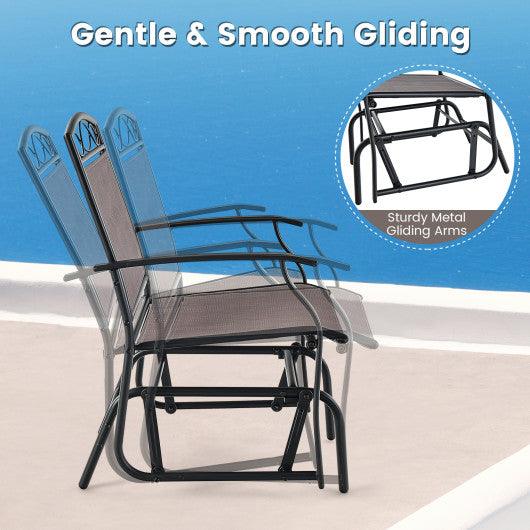 Set of 2 Outdoor Metal Glider Armchairs with Weather-resistant Fabric at Set Shop and Smile