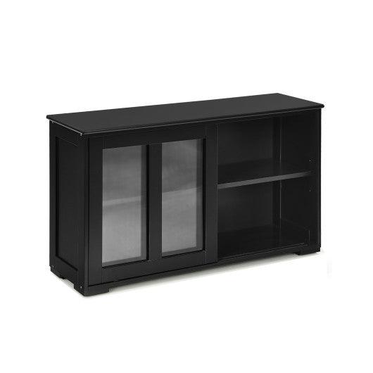 Kitchen Storage Cabinet with Glass Sliding Door-Black at Set Shop and Smile