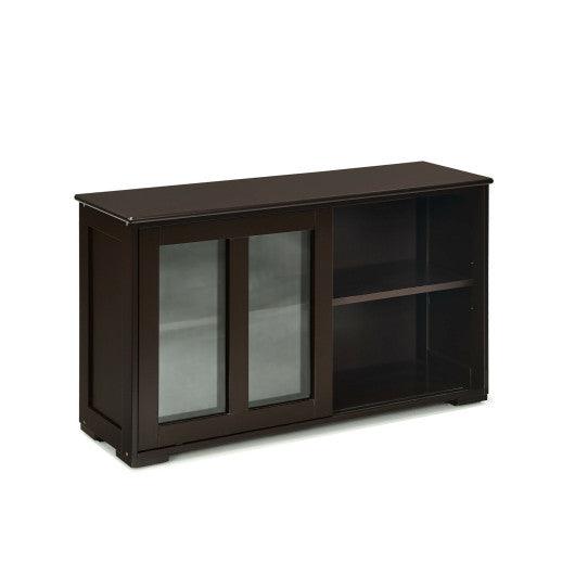 Sideboard Buffet Cupboard Storage Cabinet with Sliding Door-Brown at Set Shop and Smile
