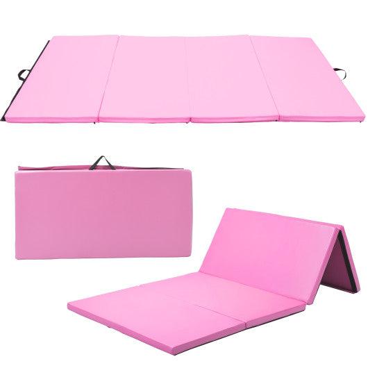 4' x 8' x 2 Inch Gymnastics Mat Thick Folding Panel Aerobics Exercise Mat-Pink at Set Shop and Smile