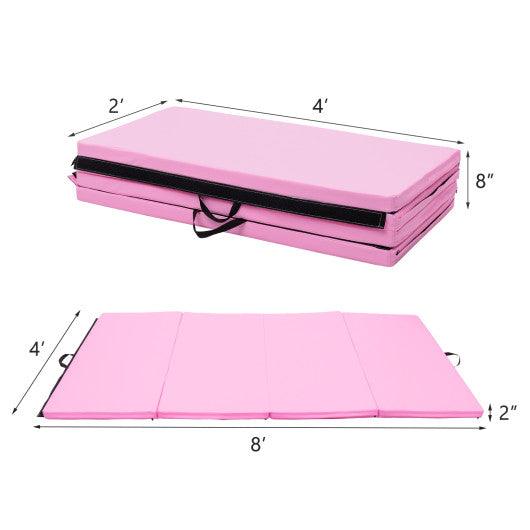 4' x 8' x 2 Inch Gymnastics Mat Thick Folding Panel Aerobics Exercise Mat-Pink at Set Shop and Smile