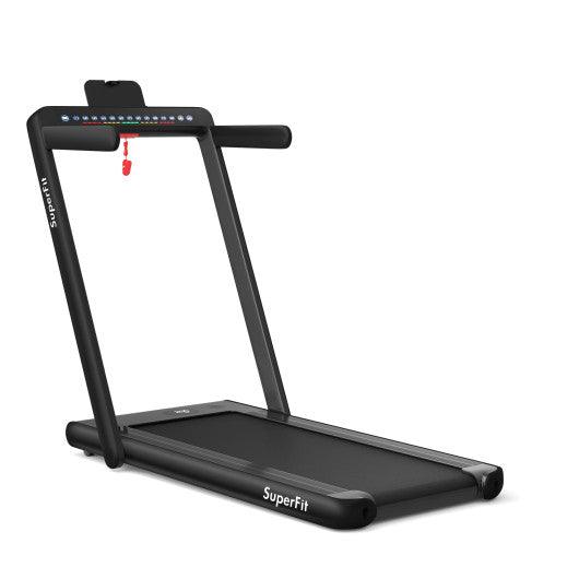 2-in-1 Electric Motorized Folding Treadmill with Dual Display-Black at Set Shop and Smile