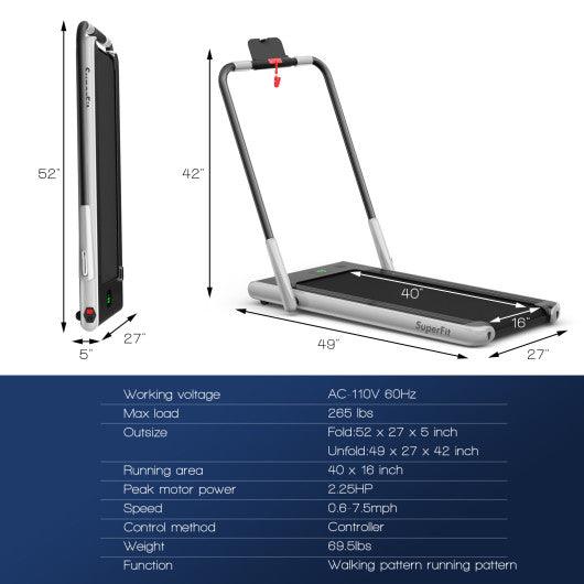 2-in-1 Folding Treadmill with Remote Control and LED Display-Silver at Set Shop and Smile