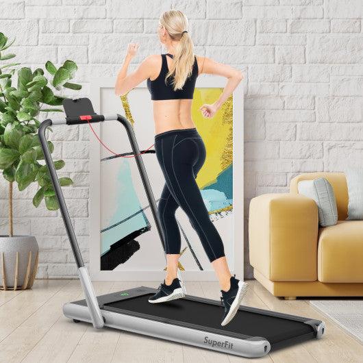 2-in-1 Folding Treadmill with Remote Control and LED Display-Silver at Set Shop and Smile