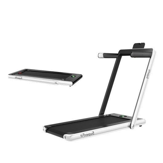 2.25HP 2 in 1 Folding Treadmill with APP Speaker Remote Control-White at Set Shop and Smile
