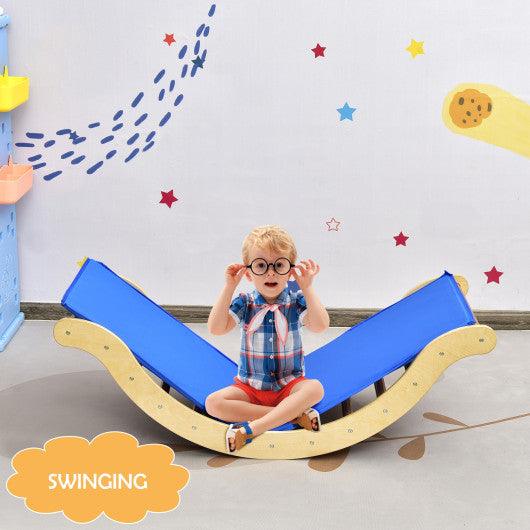 3-in-1 Kids Climber Set Wooden Arch Triangle Rocker with Ramp and Mat at Set Shop and Smile