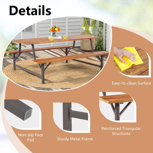 6-Person Outdoor Picnic Table and Bench Set with 2 Inch Umbrella Hole at Set Shop and Smile
