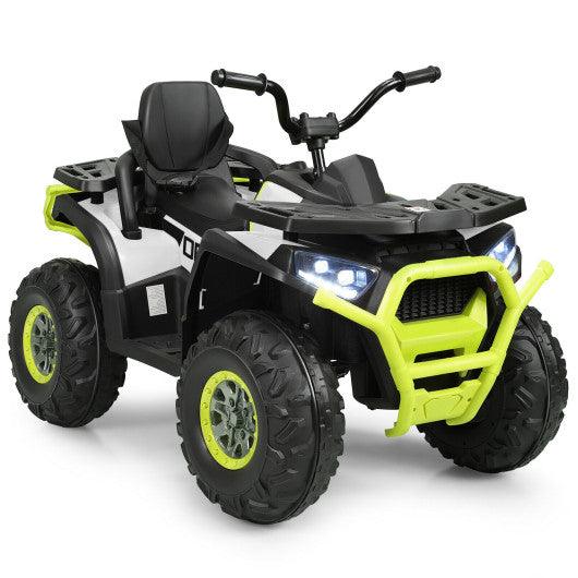 12 V Kids Electric 4-Wheeler ATV Quad with MP3 and LED Lights-White at Set Shop and Smile