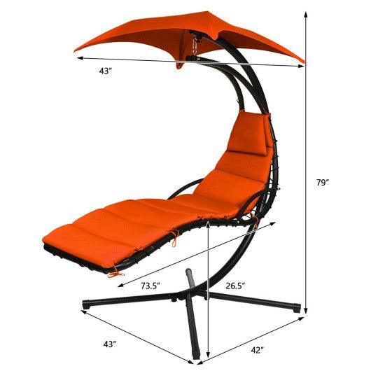 Hanging Stand Chaise Lounger Swing Chair with Pillow-Orange at Set Shop and Smile