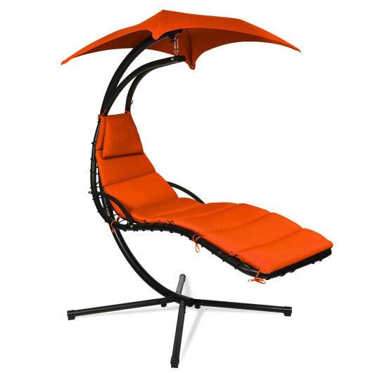 Hanging Stand Chaise Lounger Swing Chair with Pillow-Orange at Set Shop and Smile