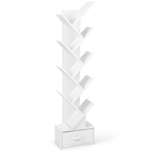 10-tier Tree Bookshelf with Drawer Free-standing Storage Bookcase at Set Shop and Smile
