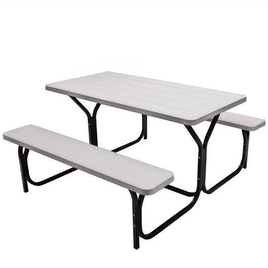 Picnic Table Bench Set for Outdoor Camping -White at Set Shop and Smile