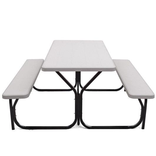 Picnic Table Bench Set for Outdoor Camping -White at Set Shop and Smile